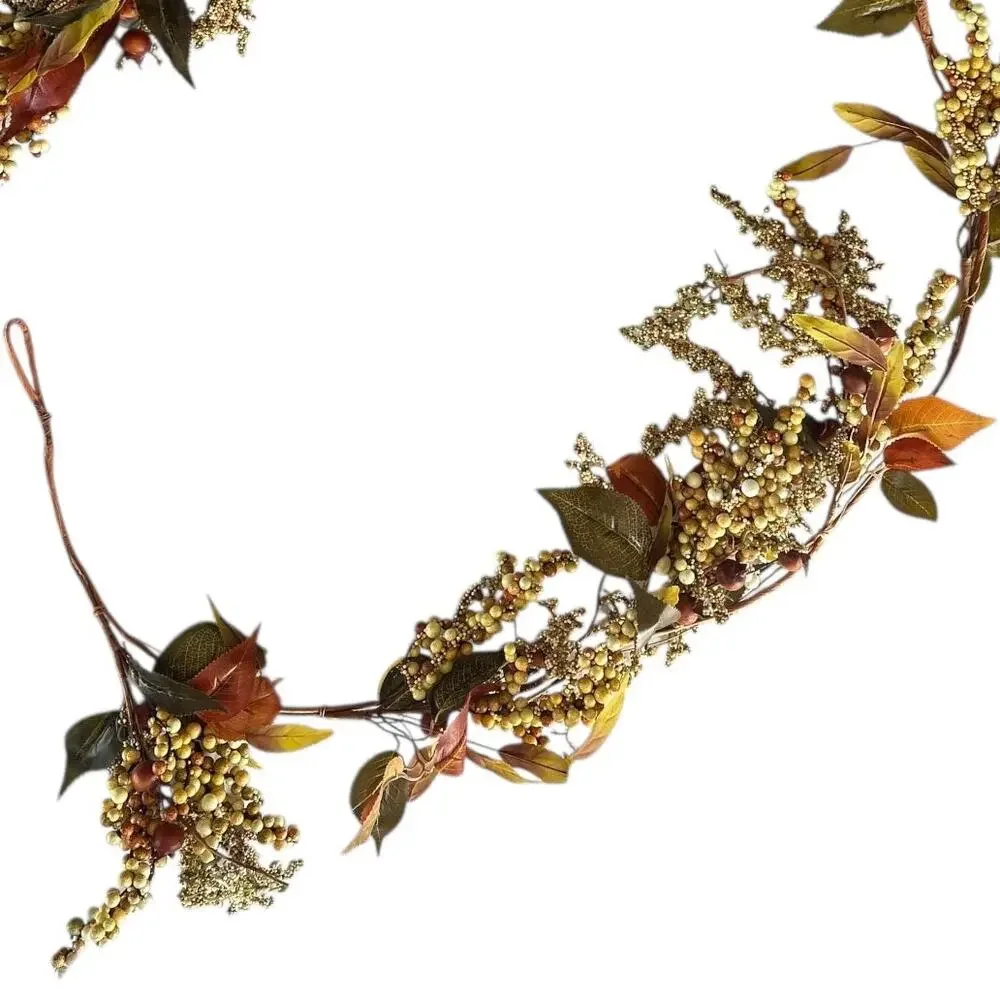 Rustic Harvest Autumn Berry & Leaf Garland Fall Mantel or Table Decor 70